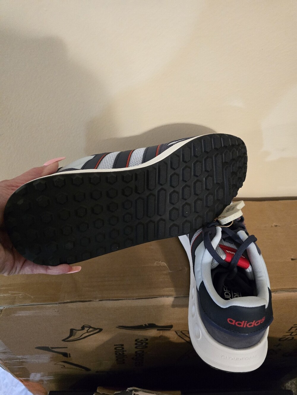 Adidas Womens Grey, Navy & Red Retro Running Shoes - Picture 5 of 6